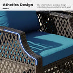 EROMMY 3 Piece Outdoor Swivel Chair Set, Wicker Patio Bistro Set With Thickened 25D Cushions And Glass Coffee Table