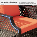 EROMMY 3 Piece Outdoor Swivel Chair Set, Wicker Patio Bistro Set With Thickened 25D Cushions And Glass Coffee Table