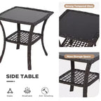 EROMMY 3 Piece Outdoor Swivel Chair Set, Wicker Patio Bistro Set With Thickened 25D Cushions And Glass Coffee Table