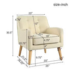 Okak Modern Mid-Century Accent Chairs for Bedroom, Tufted Fabric Accent Chair with Solid Wood Legs for Living Room