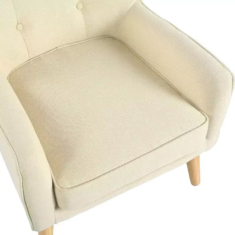 Okak Modern Mid-Century Accent Chairs for Bedroom, Tufted Fabric Accent Chair with Solid Wood Legs for Living Room