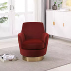 Okak Modern Swivel Barrel Accent Chair, Round Barrel Chairs with Gold Stainless Steel Base, for Living Room Bedroom