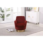 Okak Modern Swivel Barrel Accent Chair, Round Barrel Chairs with Gold Stainless Steel Base, for Living Room Bedroom
