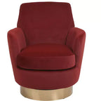 Okak Modern Swivel Barrel Accent Chair, Round Barrel Chairs with Gold Stainless Steel Base, for Living Room Bedroom