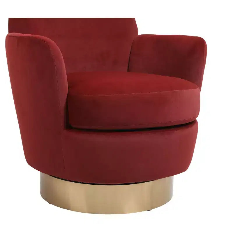 Okak Modern Swivel Barrel Accent Chair, Round Barrel Chairs with Gold Stainless Steel Base, for Living Room Bedroom