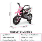 Acekool 12V Electric Dirt Bike Kids Motorcycle with Dual 25W Motors, Twist Throttle, Training Wheels & Suspension, Ride-On Toy for Ages 3+