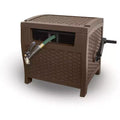 Suncast Wicker Style Resin Hose Hideaway with Hose Guide, Java, 175 Feet
