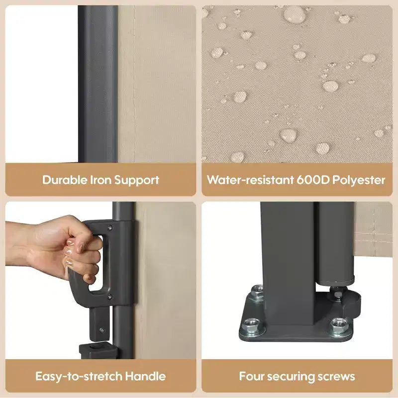 Retractable Side Screen Awning, UV Resistant, Waterproof, Patio Privacy Screen for Garden, Balcony, 118.1 x 62.99