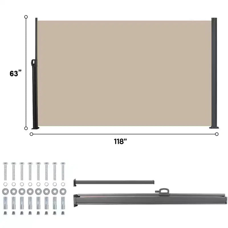 Retractable Side Screen Awning, UV Resistant, Waterproof, Patio Privacy Screen for Garden, Balcony, 118.1 x 62.99