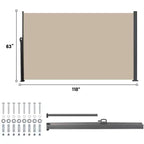 Retractable Side Screen Awning, UV Resistant, Waterproof, Patio Privacy Screen for Garden, Balcony, 118.1 x 62.99