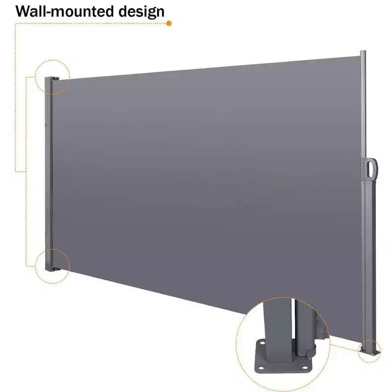Retractable Side Screen Awning, UV Resistant, Waterproof, Patio Privacy Screen for Garden, Balcony, 118.1 x 62.99