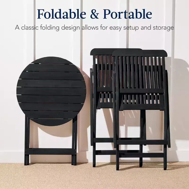 Best Choice Products 3-Piece Acacia Wood Bistro Set, Folding Patio Furniture w/ 2 Chairs, Table