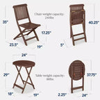 Best Choice Products 3-Piece Acacia Wood Bistro Set, Folding Patio Furniture w/ 2 Chairs, Table