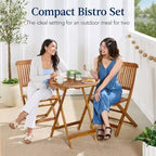 Best Choice Products 3-Piece Acacia Wood Bistro Set, Folding Patio Furniture w/ 2 Chairs, Table
