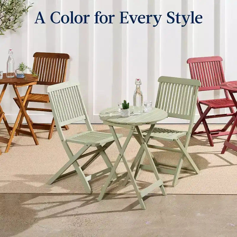 Best Choice Products 3-Piece Acacia Wood Bistro Set, Folding Patio Furniture w/ 2 Chairs, Table