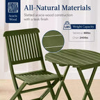 Best Choice Products 3-Piece Acacia Wood Bistro Set, Folding Patio Furniture w/ 2 Chairs, Table