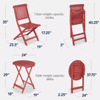 Best Choice Products 3-Piece Acacia Wood Bistro Set, Folding Patio Furniture w/ 2 Chairs, Table