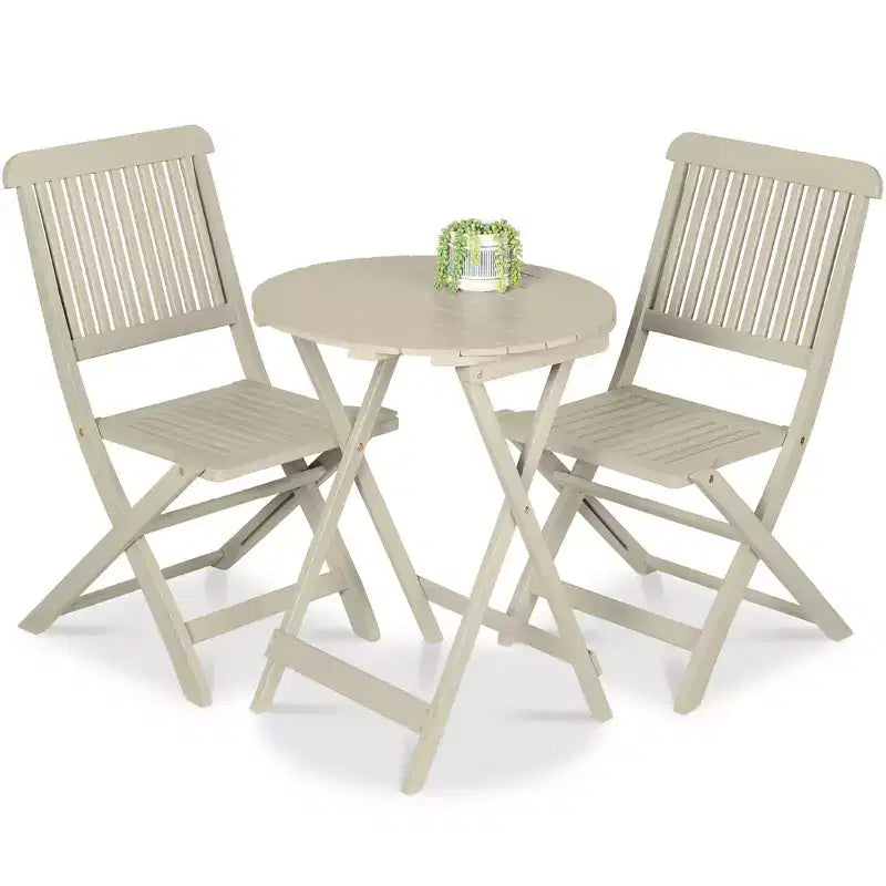Best Choice Products 3-Piece Acacia Wood Bistro Set, Folding Patio Furniture w/ 2 Chairs, Table