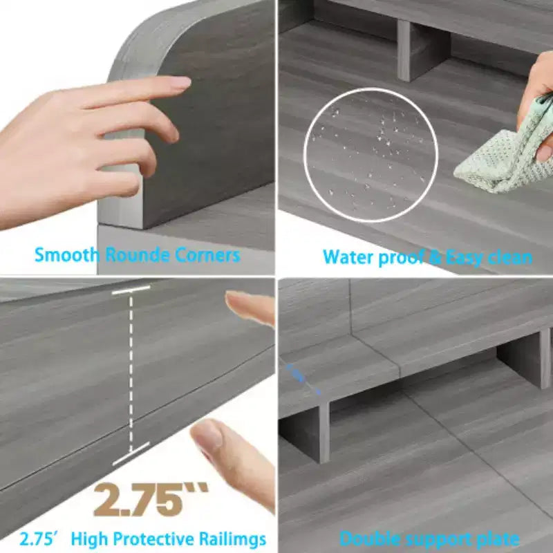 Washer Dryer Countertop, Laundry Countertop Wwith 2-Tier Storage Shelf & Edge Rails, Laundry Over Washing Top Protector for Washer and Dryer