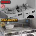 Washer Dryer Countertop, Laundry Countertop Wwith 2-Tier Storage Shelf & Edge Rails, Laundry Over Washing Top Protector for Washer and Dryer