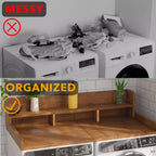 Washer Dryer Countertop, Laundry Countertop Wwith 2-Tier Storage Shelf & Edge Rails, Laundry Over Washing Top Protector for Washer and Dryer