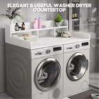 Washer Dryer Countertop, Laundry Countertop Wwith 2-Tier Storage Shelf & Edge Rails, Laundry Over Washing Top Protector for Washer and Dryer