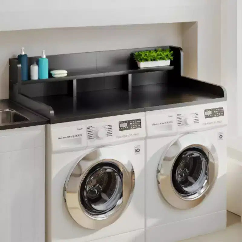 Washer Dryer Countertop, Laundry Countertop Wwith 2-Tier Storage Shelf & Edge Rails, Laundry Over Washing Top Protector for Washer and Dryer
