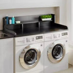 Washer Dryer Countertop, Laundry Countertop Wwith 2-Tier Storage Shelf & Edge Rails, Laundry Over Washing Top Protector for Washer and Dryer