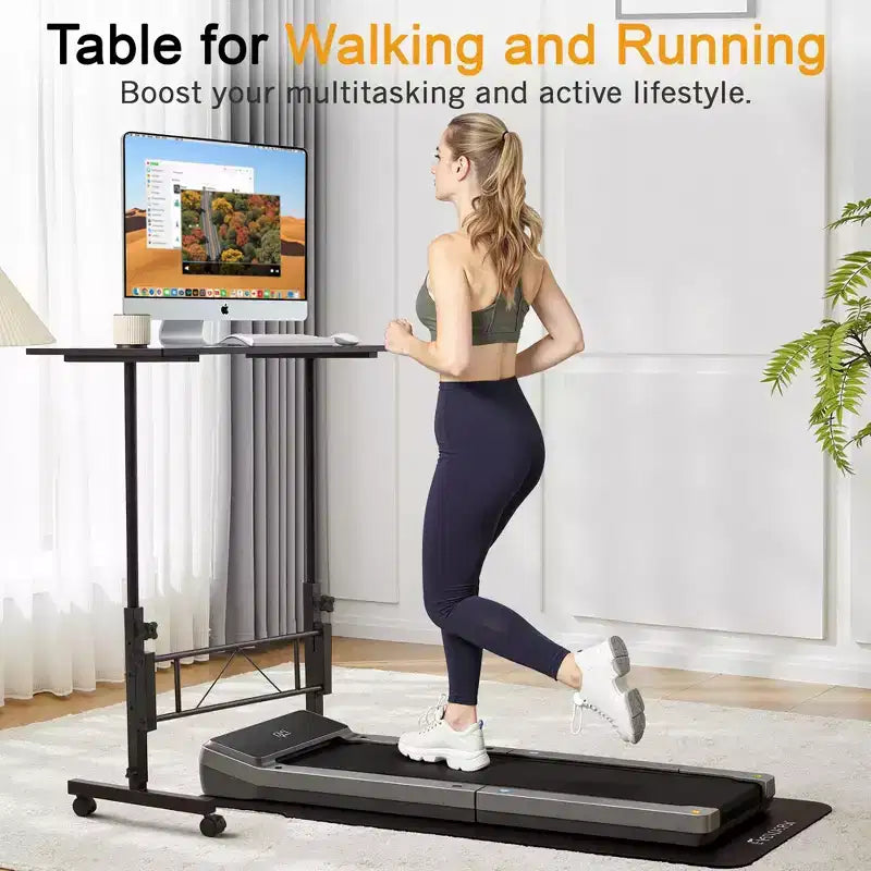 VECELO Small Standing Desk Adjustable Height, Mobile Computer Workstations with Wheels, Portable Rolling Laptop Table for Office