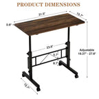 VECELO Small Standing Desk Adjustable Height, Mobile Computer Workstations with Wheels, Portable Rolling Laptop Table for Office
