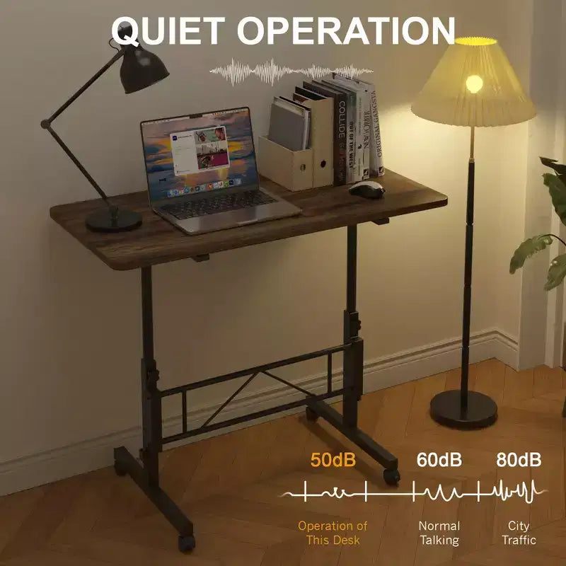 VECELO Small Standing Desk Adjustable Height, Mobile Computer Workstations with Wheels, Portable Rolling Laptop Table for Office