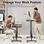 VECELO Small Standing Desk Adjustable Height, Mobile Computer Workstations with Wheels, Portable Rolling Laptop Table for Office