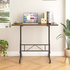 VECELO Small Standing Desk Adjustable Height, Mobile Computer Workstations with Wheels, Portable Rolling Laptop Table for Office