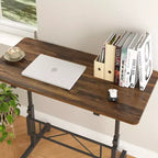 VECELO Small Standing Desk Adjustable Height, Mobile Computer Workstations with Wheels, Portable Rolling Laptop Table for Office
