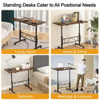 VECELO Small Standing Desk Adjustable Height, Mobile Computer Workstations with Wheels, Portable Rolling Laptop Table for Office