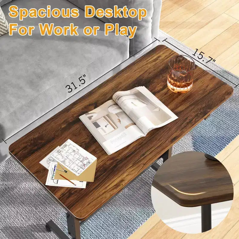 VECELO Small Standing Desk Adjustable Height, Mobile Computer Workstations with Wheels, Portable Rolling Laptop Table for Office