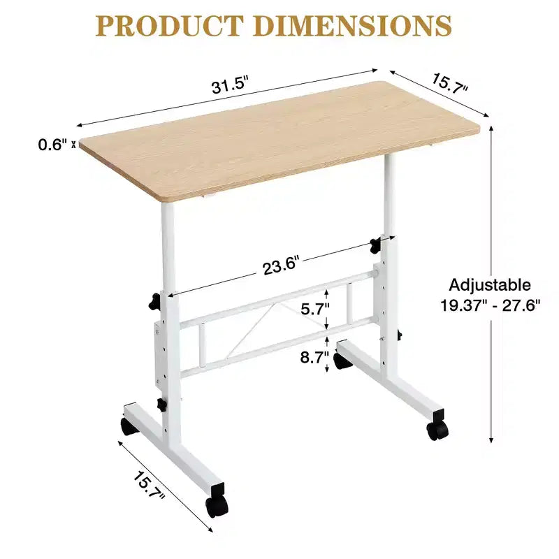 VECELO Small Standing Desk Adjustable Height, Mobile Computer Workstations with Wheels, Portable Rolling Laptop Table for Office
