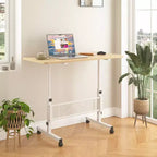 VECELO Small Standing Desk Adjustable Height, Mobile Computer Workstations with Wheels, Portable Rolling Laptop Table for Office