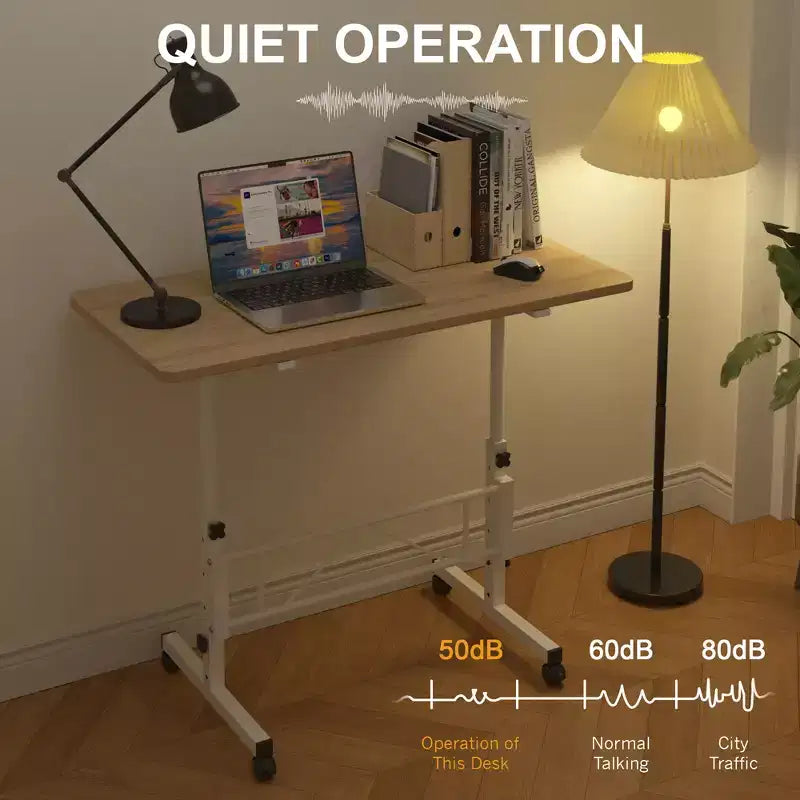 VECELO Small Standing Desk Adjustable Height, Mobile Computer Workstations with Wheels, Portable Rolling Laptop Table for Office