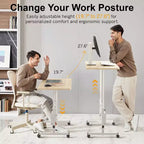 VECELO Small Standing Desk Adjustable Height, Mobile Computer Workstations with Wheels, Portable Rolling Laptop Table for Office