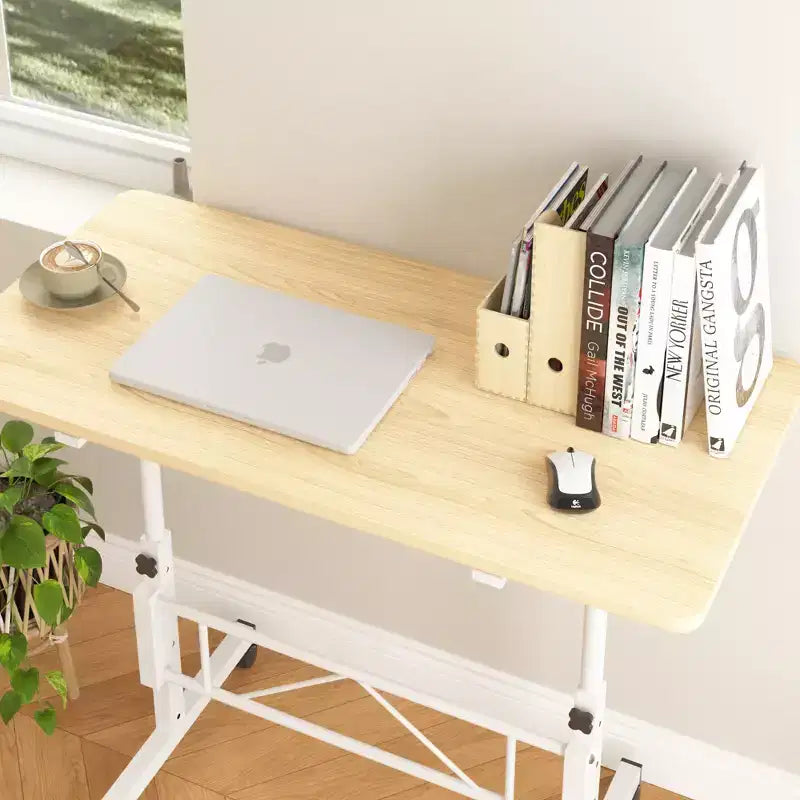 VECELO Small Standing Desk Adjustable Height, Mobile Computer Workstations with Wheels, Portable Rolling Laptop Table for Office
