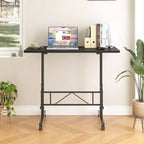 VECELO Small Standing Desk Adjustable Height, Mobile Computer Workstations with Wheels, Portable Rolling Laptop Table for Office