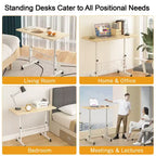 VECELO Small Standing Desk Adjustable Height, Mobile Computer Workstations with Wheels, Portable Rolling Laptop Table for Office