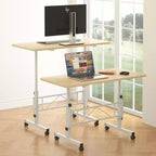 VECELO Small Standing Desk Adjustable Height, Mobile Computer Workstations with Wheels, Portable Rolling Laptop Table for Office