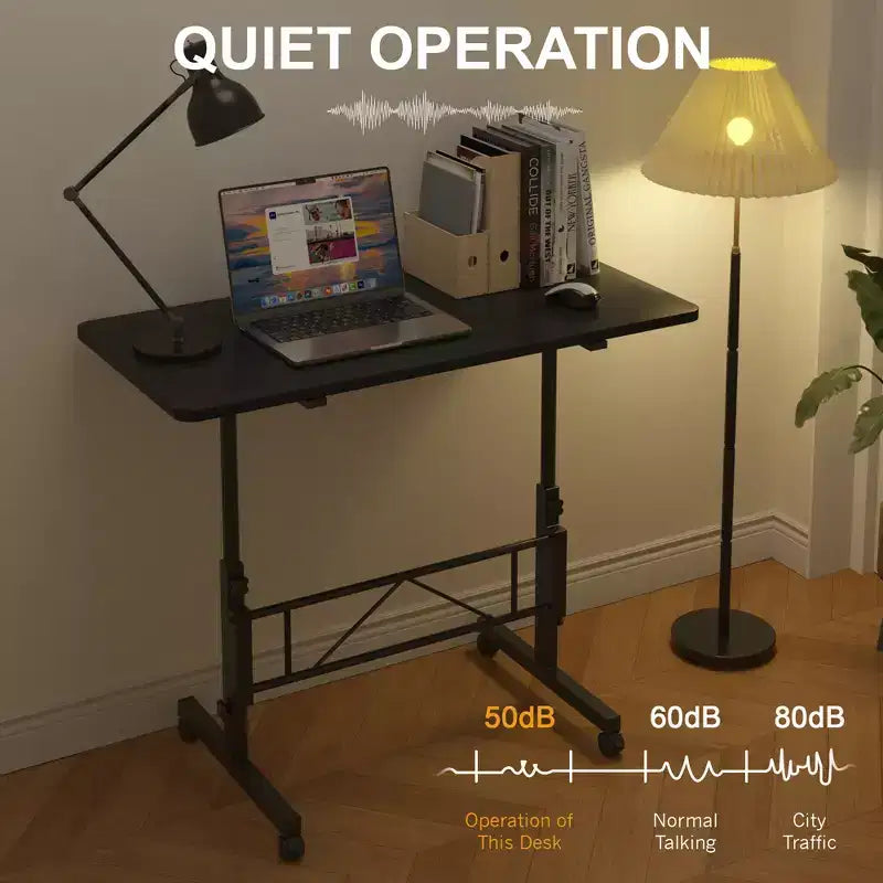VECELO Small Standing Desk Adjustable Height, Mobile Computer Workstations with Wheels, Portable Rolling Laptop Table for Office