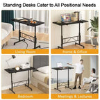 VECELO Small Standing Desk Adjustable Height, Mobile Computer Workstations with Wheels, Portable Rolling Laptop Table for Office