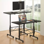 VECELO Small Standing Desk Adjustable Height, Mobile Computer Workstations with Wheels, Portable Rolling Laptop Table for Office