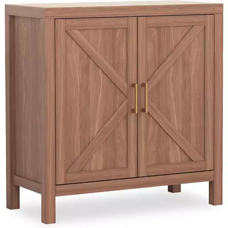 30 Inch Farmhouse Storage Cabinet, X-Shaped Double Door Kitchen Storage with 2 Adjustable Shelves