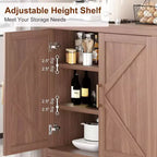 30 Inch Farmhouse Storage Cabinet, X-Shaped Double Door Kitchen Storage with 2 Adjustable Shelves