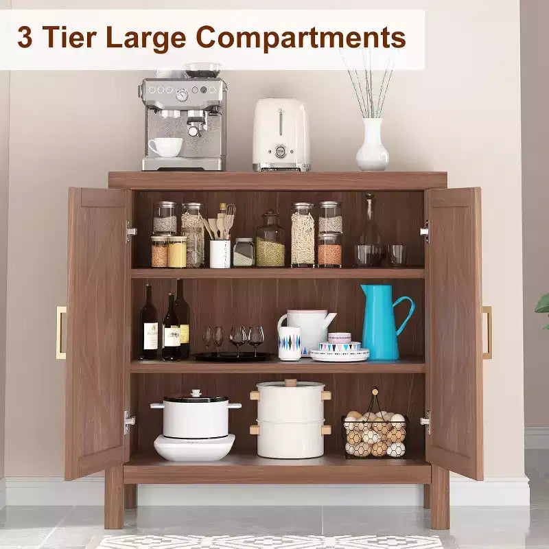 30 Inch Farmhouse Storage Cabinet, X-Shaped Double Door Kitchen Storage with 2 Adjustable Shelves